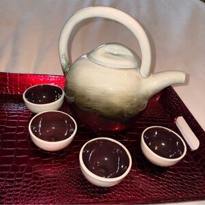 EVERYWARE Elegant multicolor Teapot Set with 4 Cups